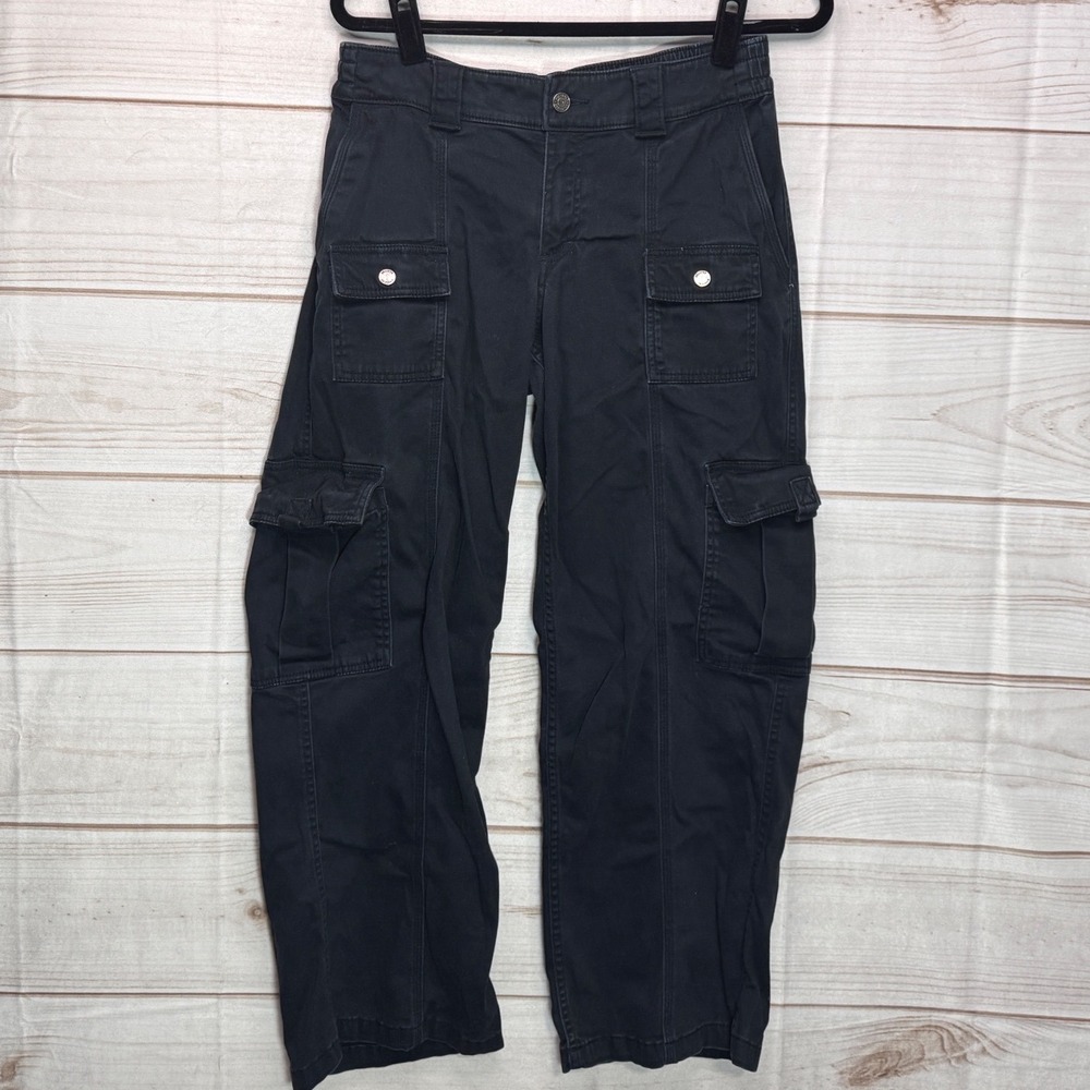 Hollister Low-Rise Baggy Cargo Pants Black Utility Y2K 6S W28S